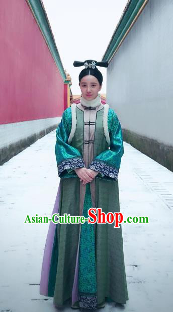 Chinese Qing Dynasty Princess Historical Costume Ancient Manchu Palace Lady Clothing for Women