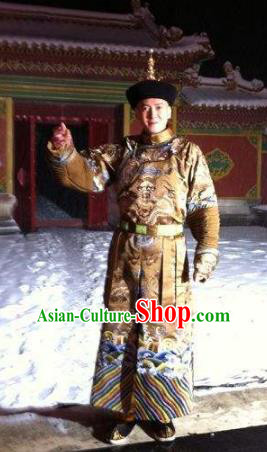 Chinese Qing Dynasty Prince Regent Historical Costume Ancient Manchu Royal Highness Dorgon Clothing for Men