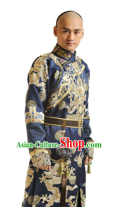 Chinese Qing Dynasty Thirteen Prince of Kangxi Historical Costume Ancient Manchu Prince Clothing for Men