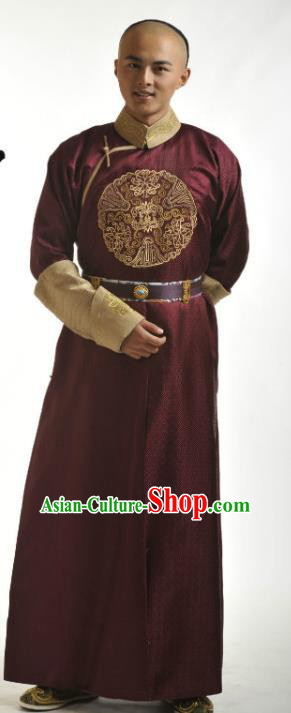 Chinese Qing Dynasty Ten Prince of Kangxi YinE Historical Costume Ancient Manchu Royal Highness Clothing for Men