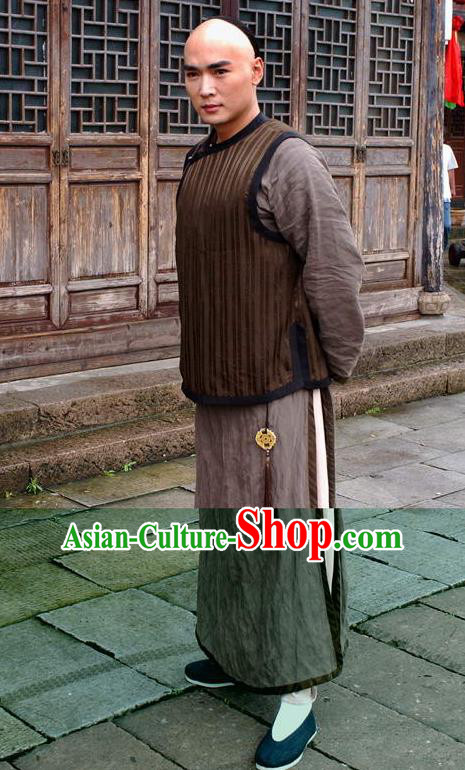 Chinese Qing Dynasty Painter Zheng Banqiao Historical Costume Ancient Poet Clothing for Men