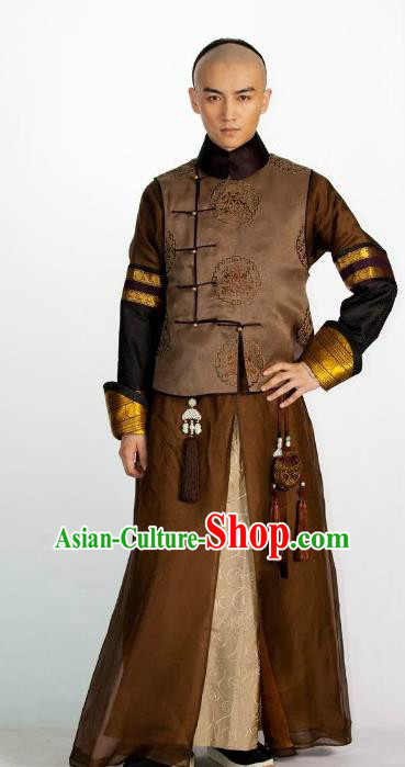 Ancient Chinese Qing Dynasty Thirteen Prince of Kangxi Historical Costume Manchu Nobility Childe Clothing for Men