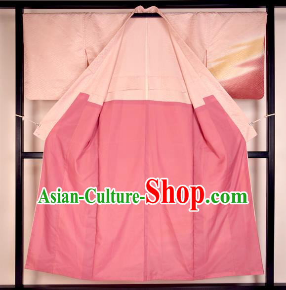 Japan Ancient Pink Furisode Kimonos Traditional Female Yukata Dress Formal Costume for Women