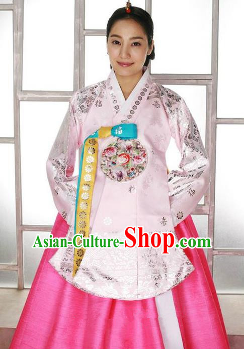 Korean Traditional Palace Empress Pink Hanbok Clothing Korea Fashion Apparel Dress for Women