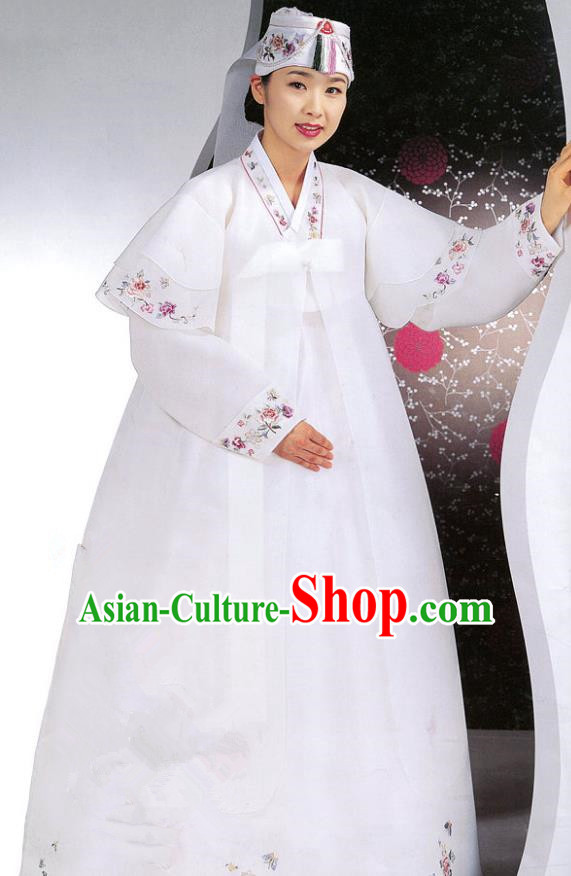 Korean Traditional Garment Palace Hanbok Wedding White Dress Fashion Apparel Bride Costumes for Women