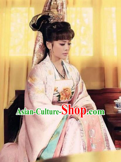 Chinese Ancient Ming Dynasty Imperial Concubine of Zhu Di Embroidered Dress Replica Costume for Women