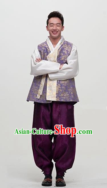 Asian Korean Traditional Male Hanbok Ancient Palace Bridegroom Costumes for Men