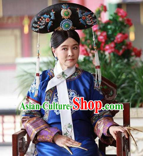 Chinese Qing Dynasty Imperial Consort De Embroidered Dress Ancient Palace Lady Replica Costume for Women