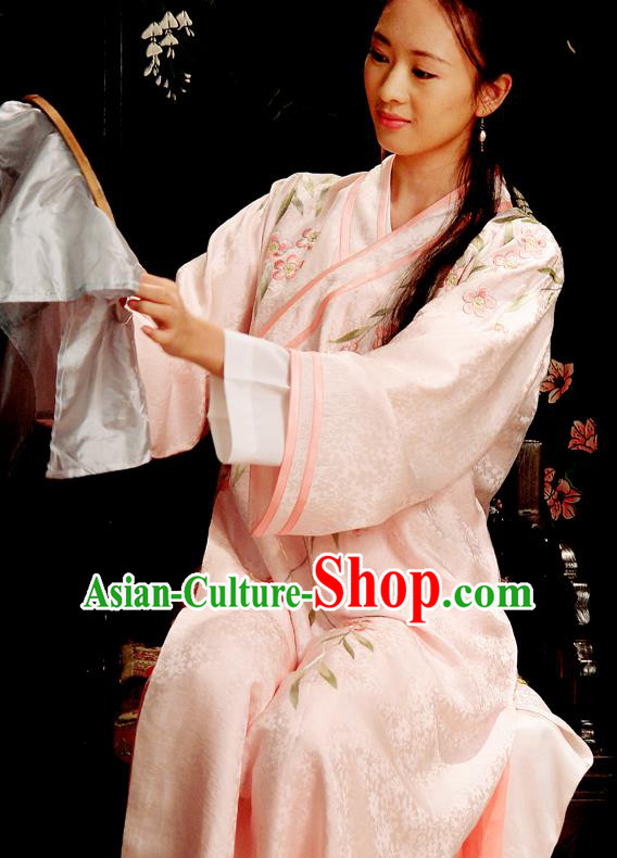 Chinese Ancient Novel Dream of the Red Chamber Second Sister You Embroidered Dress Replica Costume for Women