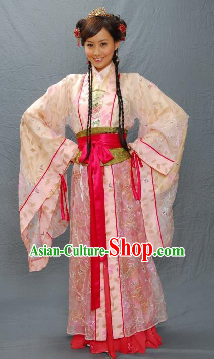Chinese Ancient Ming Dynasty Beauty Qiu Xiang Costume Embroidered Dress for Women