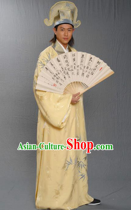 Traditional Chinese Ming Dynasty Ancient Artist Tang Bohu Costume for Men