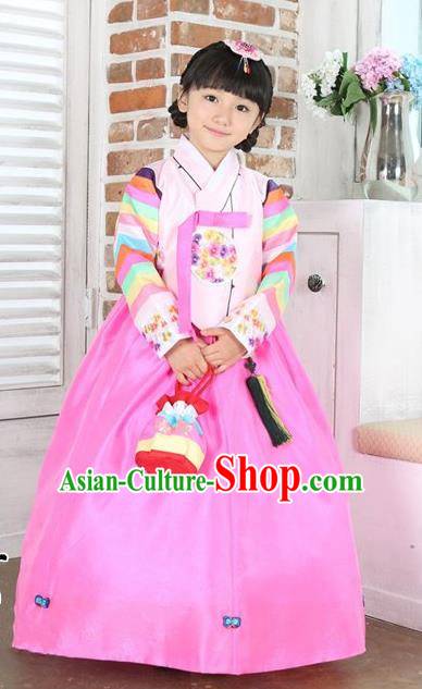 Top Grade Korean Hanbok Traditional Pink Blouse and Dress Fashion Apparel Costumes for Kids