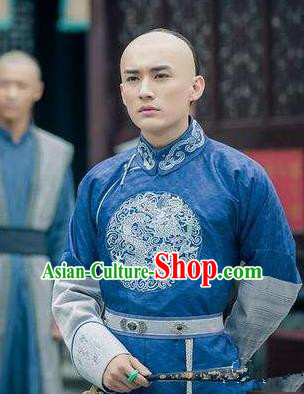 Traditional Chinese Ancient Qing Dynasty Nobility Childe Wu Yingqi Costume for Men