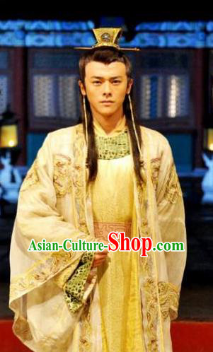 Ancient Chinese Ming Dynasty Majesty Emperor Zhu Youjian Embroidered Costume for Men