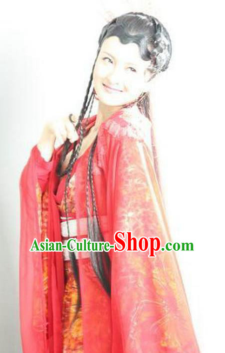 Chinese Ancient Ming Dynasty Dance Red Dress Fairy Embroidered Historical Costume for Women