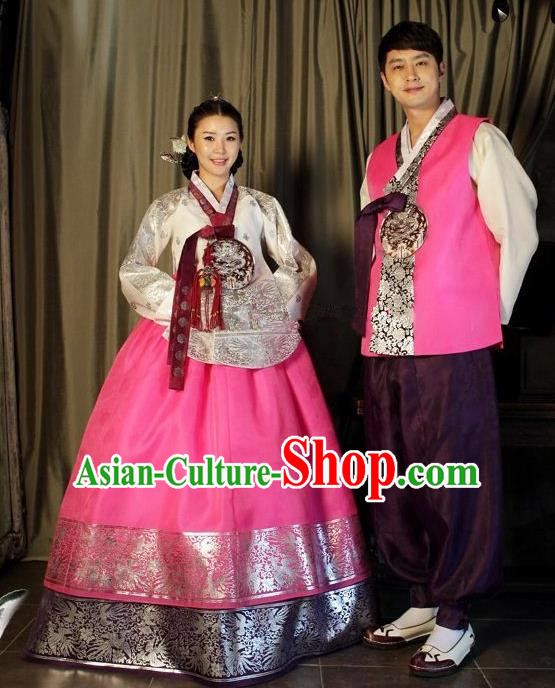 Traditional Korean Costumes Ancient Korean Bride and Bridegroom Hanbok Complete Set