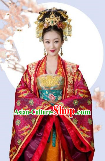 Chinese Song Dynasty Empress of Zhao Zhen Embroidered Dress Ancient Queen Replica Costume for Women