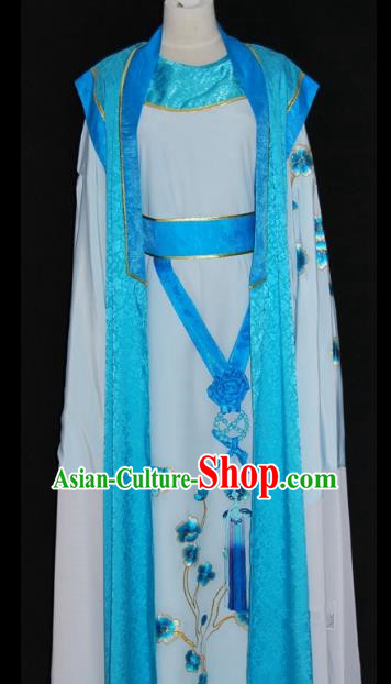 China Traditional Beijing Opera Niche Blue Robe Chinese Peking Opera Scholar Costume