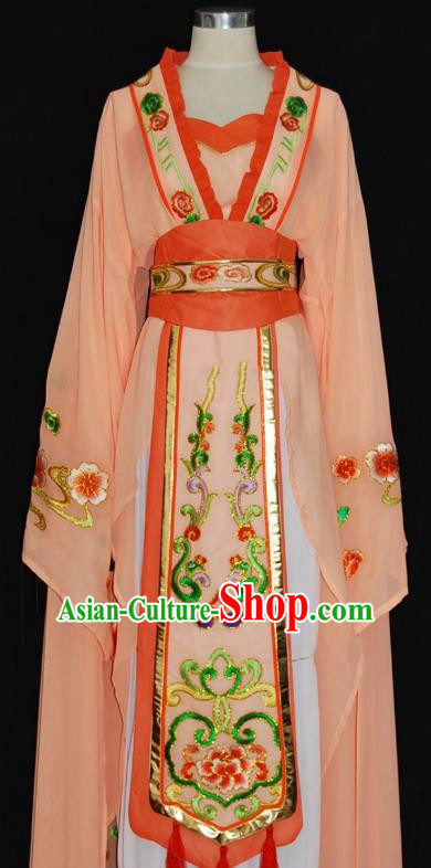 China Traditional Beijing Opera Actress Costume Chinese Shaoxing Opera Huadan Embroidered Orange Dress