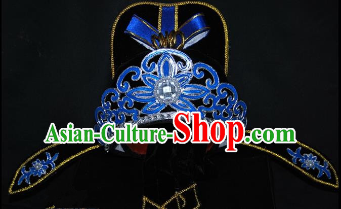 China Traditional Beijing Opera Hair Accessories Chinese Peking Opera Niche Black Hats for Men