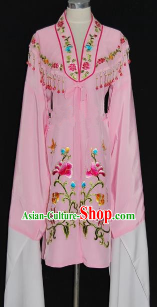 China Traditional Beijing Opera Actress Embroidered Pink Cloak Chinese Peking Opera Princess Costume