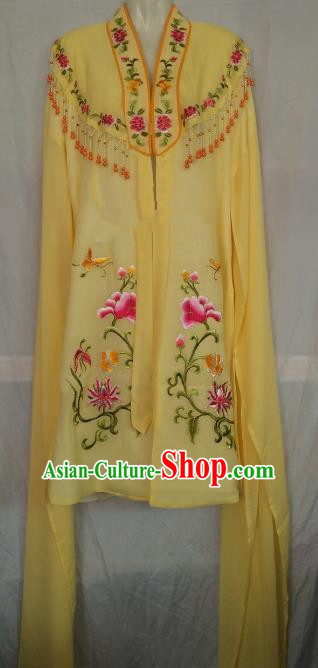 China Traditional Beijing Opera Actress Embroidered Yellow Cloak Chinese Peking Opera Princess Costume
