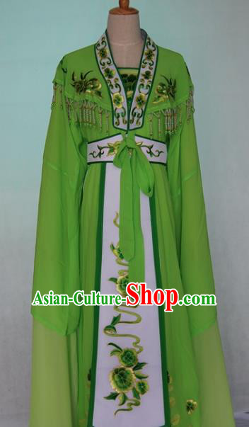 China Traditional Beijing Opera Embroidered Green Dress Chinese Peking Opera Actress Costume