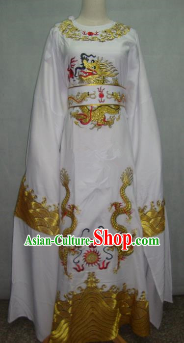 China Traditional Beijing Opera Niche Costume Chinese Peking Opera Lang Scholar White Embroidered Robe for Adults