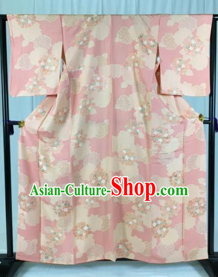 Asian Japan Palace Pink Kimono Formal Costume Furisode Kimonos Ancient Yukata Dress for Women