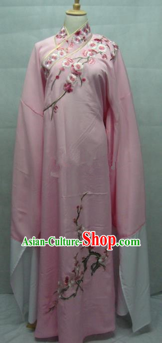 China Beijing Opera Embroidered Plum Blossom Pink Robe Chinese Traditional Peking Opera Scholar Costume for Adults