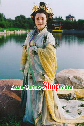 Chinese Traditional Tang Dynasty Empress Wu Embroidered Dress Queen Wu Zetian Replica Costume for Women
