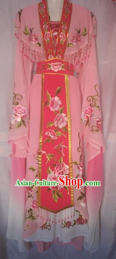 Traditional China Beijing Opera Princess Pink Dress Chinese Peking Opera Diva Embroidered Costume