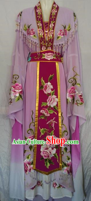 Traditional China Beijing Opera Princess Purple Dress Chinese Peking Opera Diva Embroidered Costume