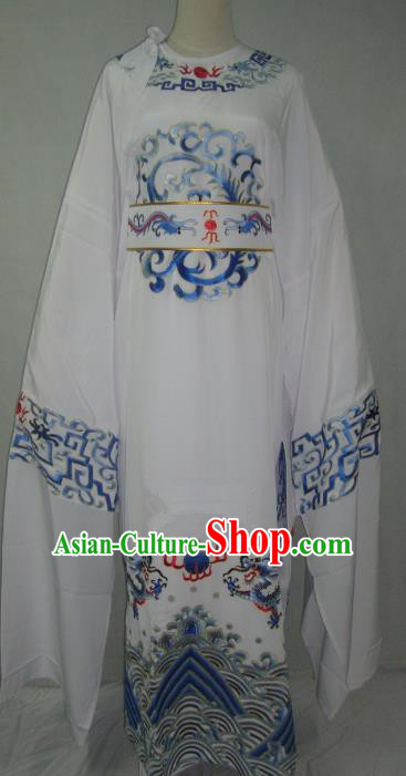 Traditional Chinese Beijing Opera Niche Costume Beijing Opera Embroidered White Robe for Adults
