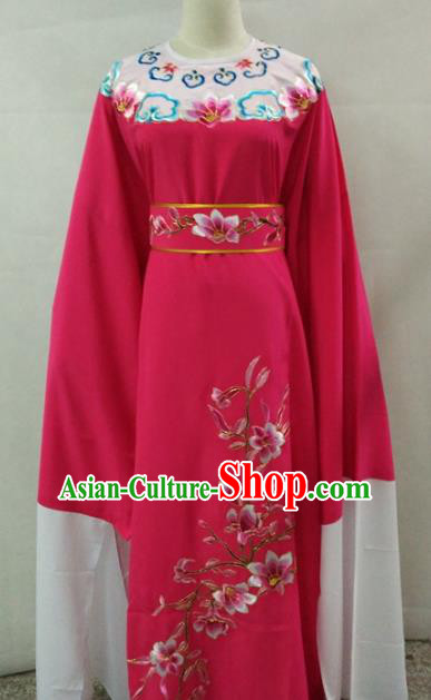 Traditional Chinese Shaoxing Opera Niche Scholar Embroidery Rosy Robe Costume for Adults