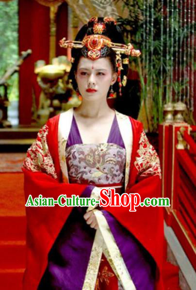 Chinese Ancient Tang Dynasty Wu Zetian Embroidered Dress Empress Replica Costume for Women