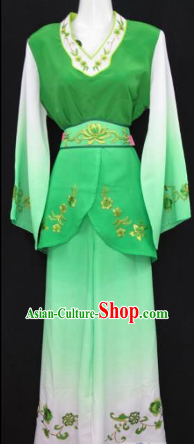 Traditional China Beijing Opera Young Lady Green Dress Chinese Peking Opera Maidservants Costume