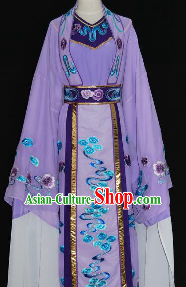 Traditional Chinese Beijing Opera Niche Costume Scholar Embroidery Purple Robe for Adults
