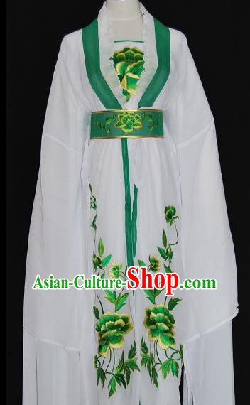 Traditional Chinese Beijing Opera Diva Green Dress Peking Opera Nobility Lady Embroidered Costume