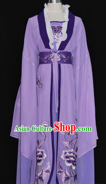 Traditional Chinese Beijing Opera Diva Purple Dress Peking Opera Princess Embroidered Costume