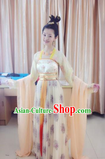 Chinese Ancient Tang Dynasty Princess Embroidered Dress Fairy Replica Costume for Women