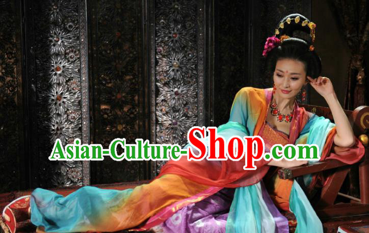 Chinese Ancient Tang Dynasty Courtesan Dance Dress Geisha Replica Costume for Women