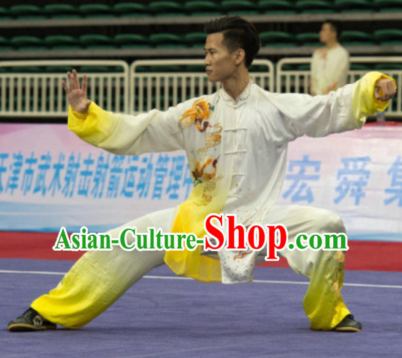 Top Taiji Garment Long Sleeves Kung Fu Uniforms Tai Chi Uniforms Martial Arts Blouse Pants Kung Fu Suits Kungfu Outfit Professional Kung Fu Clothing Complete Set for Men Boys Kids Teenagers