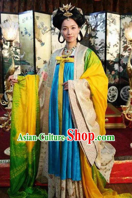 Chinese Ancient Tang Dynasty Imperial Consort Wu Meiniang Dress Historical Costume for Women