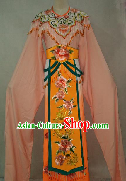 Traditional Chinese Beijing Opera Princess Orange Dress Professional Peking Opera Diva Embroidered Clothing