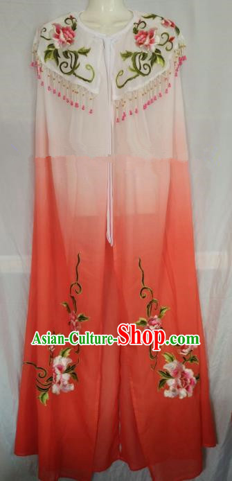 Traditional Chinese Beijing Opera Orange Embroidered Cloak Professional Peking Opera Diva Clothing