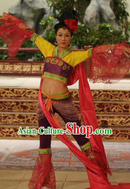 Chinese Ancient Tang Dynasty Palace Dance Clothing Historical Costume for Women