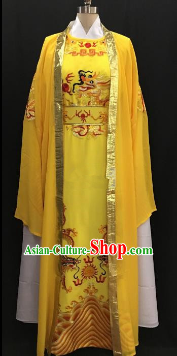 Chinese Beijing Opera Prince Yellow Costume Peking Opera Niche Embroidery Robe for Adults