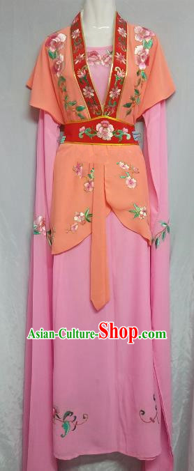 Top Grade Chinese Beijing Opera Maidservants Pink Dress China Peking Opera Young Lady Embroidered Costume