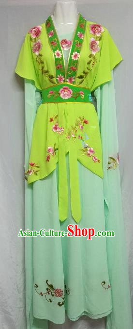 Top Grade Chinese Beijing Opera Maidservants Green Dress China Peking Opera Young Lady Embroidered Costume